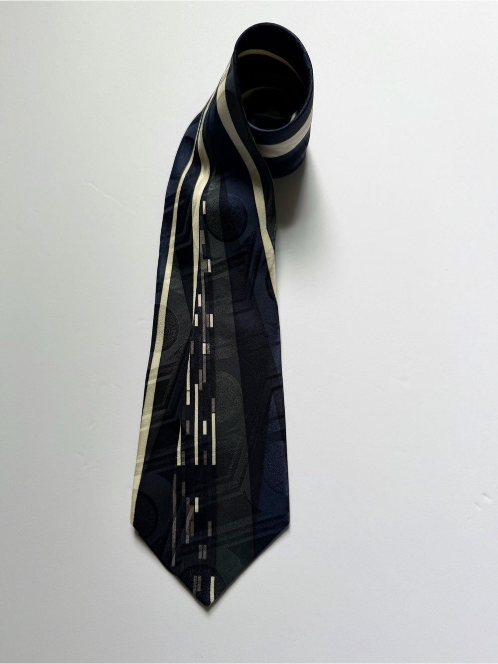 Vintage Proliforni Milano 100% Italian Silk Tie Abstract Geometric Wide 4”